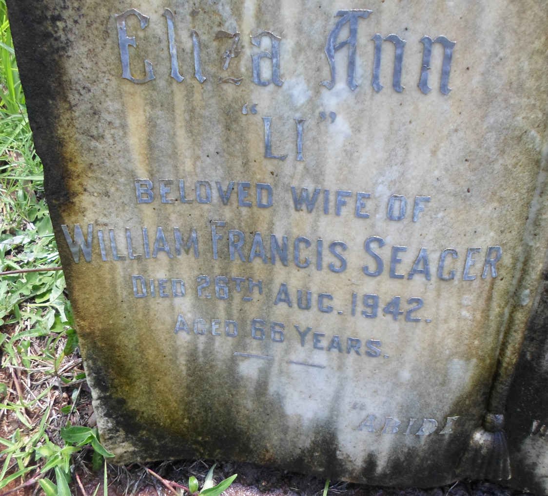 SEAGER Eliza Ann -1942