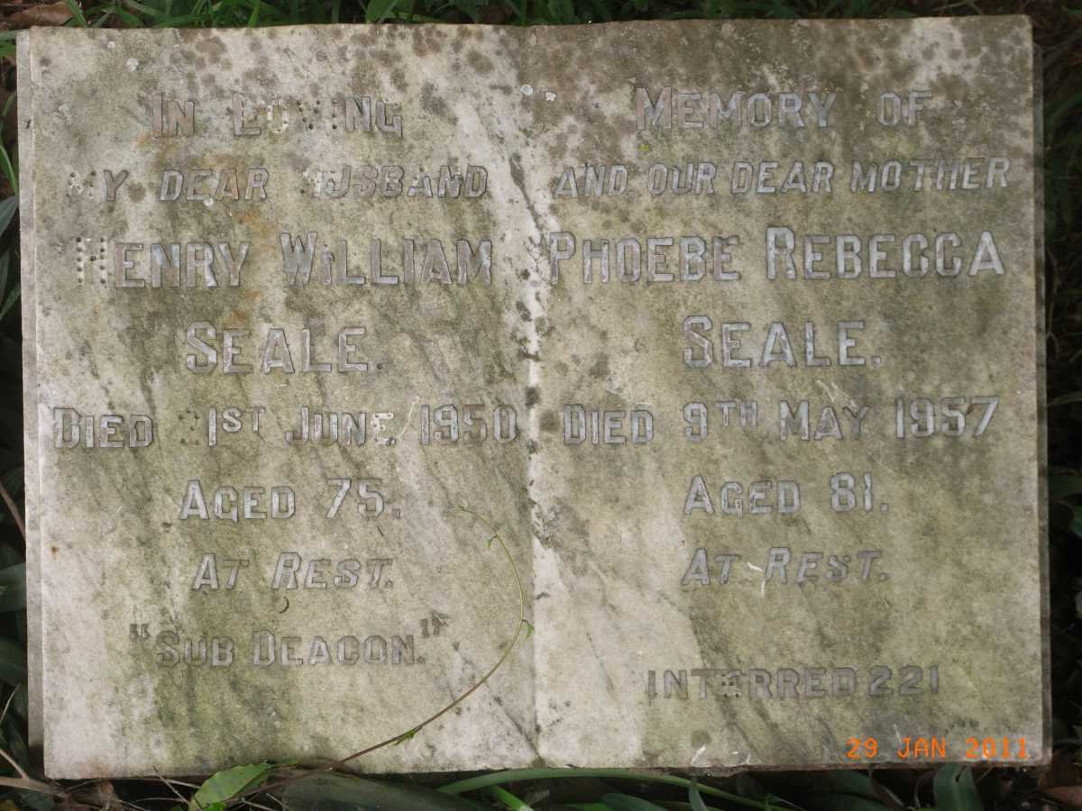 SEALE Henry William -1950 &amp; Phoebe Rebecca -1957