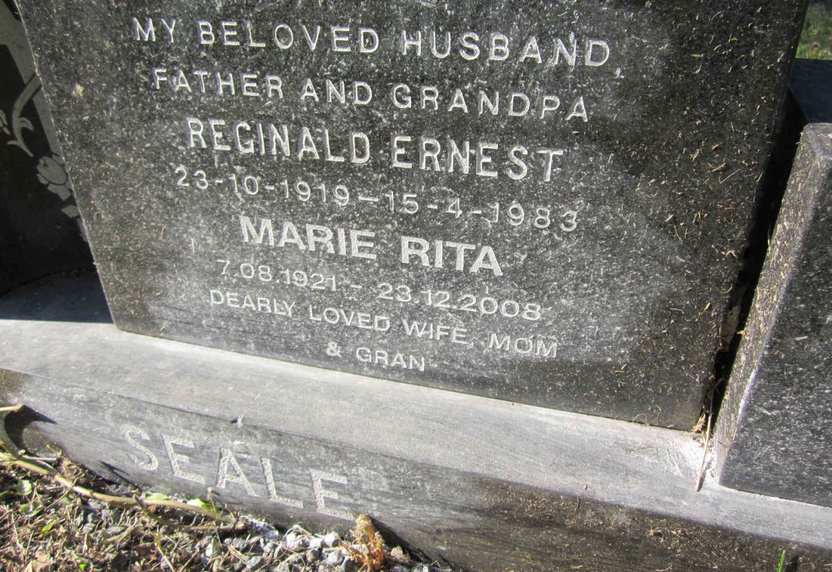 SEALE Reginald Ernest 1919-1983 &amp; Marie Rita 1921-2008