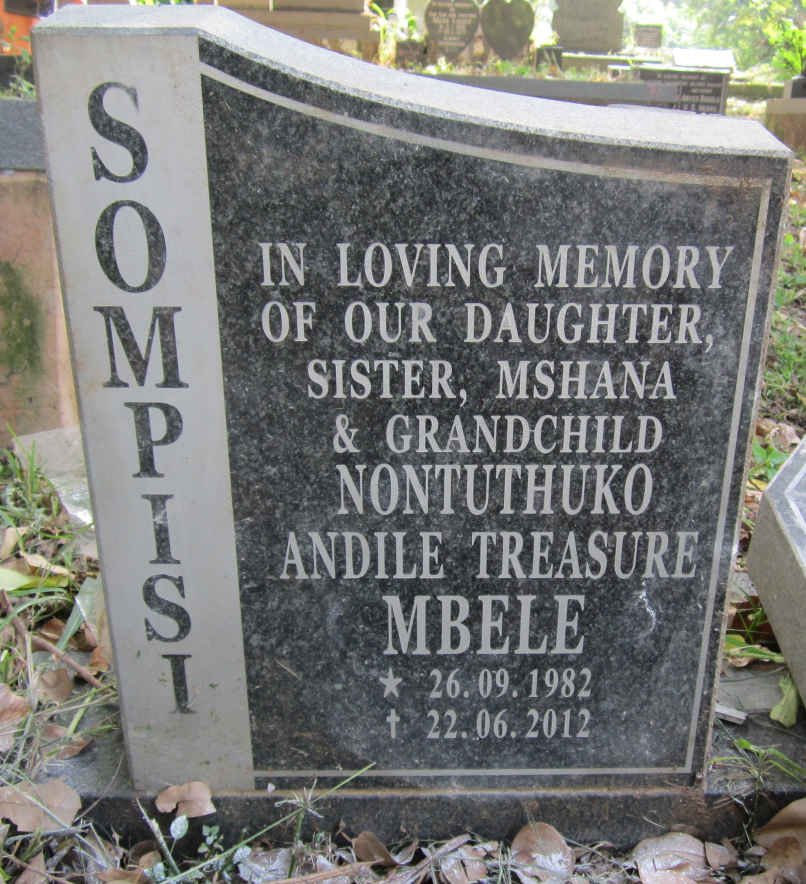 SOMPISI Nontuthuko Andile Treasure Mbele 1982-2012
