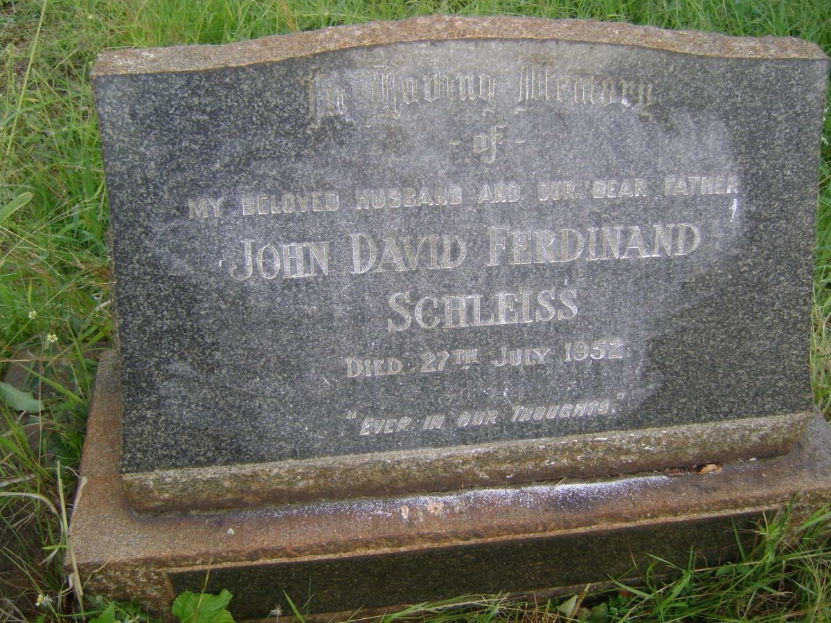 SCHLEISS John David Ferdinand -1952