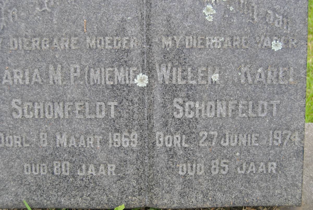 SCHONFELDT Willem Karel -1974 &amp; Maria M.P. -1969