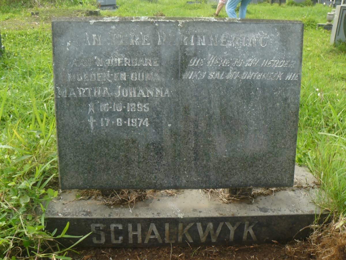 SCHALKWYK Martha Johanna 1895-1974