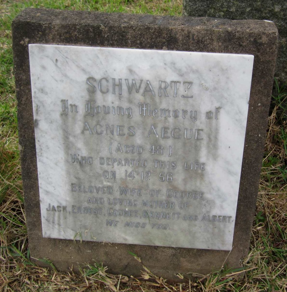 SCHWARTZ Agnes Aegue -1956