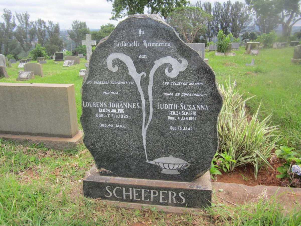 SCHEEPERS Lourens Johannes 1916-1962 &amp; Judith Susanna 1918-1994