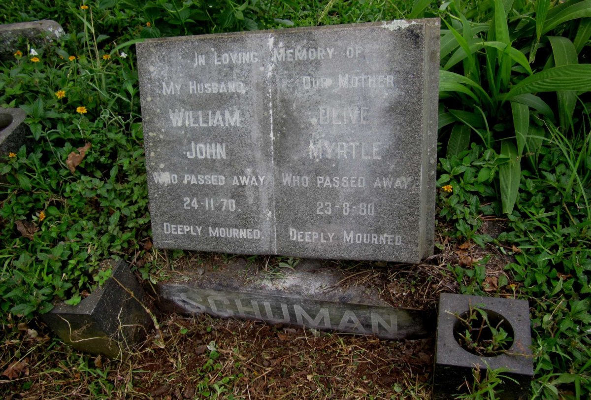 SCHUMAN William John -1970 &amp; Olive Myrtle -1980