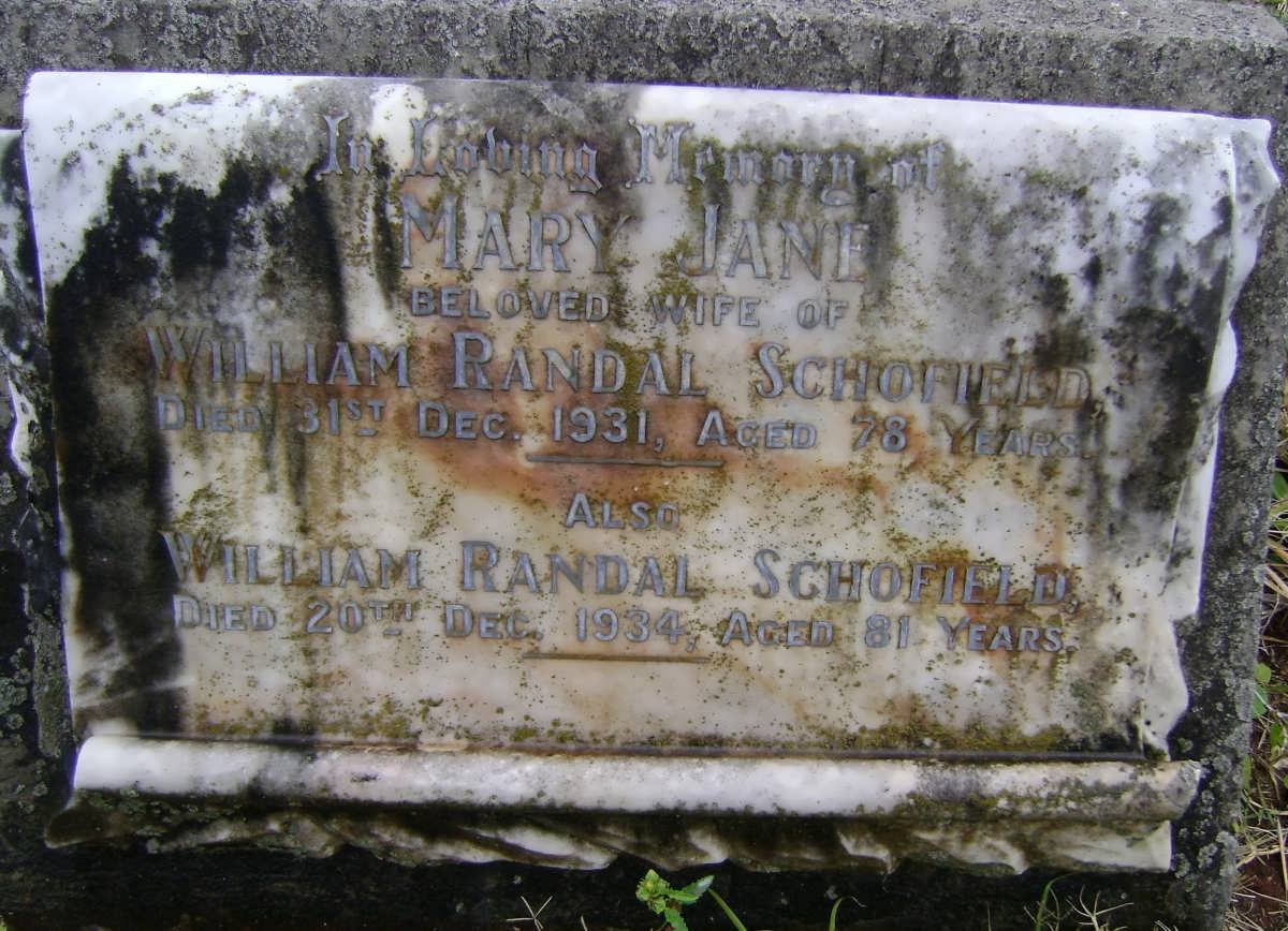 SCHOFIELD William Randal -1934 &amp; Mary Jane 1931