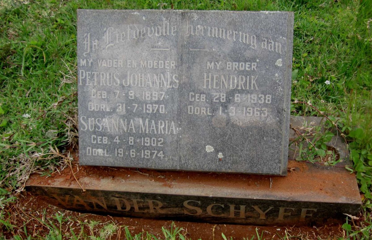 SCHYFF Petrus Johannes, van der 1897-1970 &amp; Susanna Maria 1902-1974 :: VAN DER SCHYFF Hendrik 1938-1963