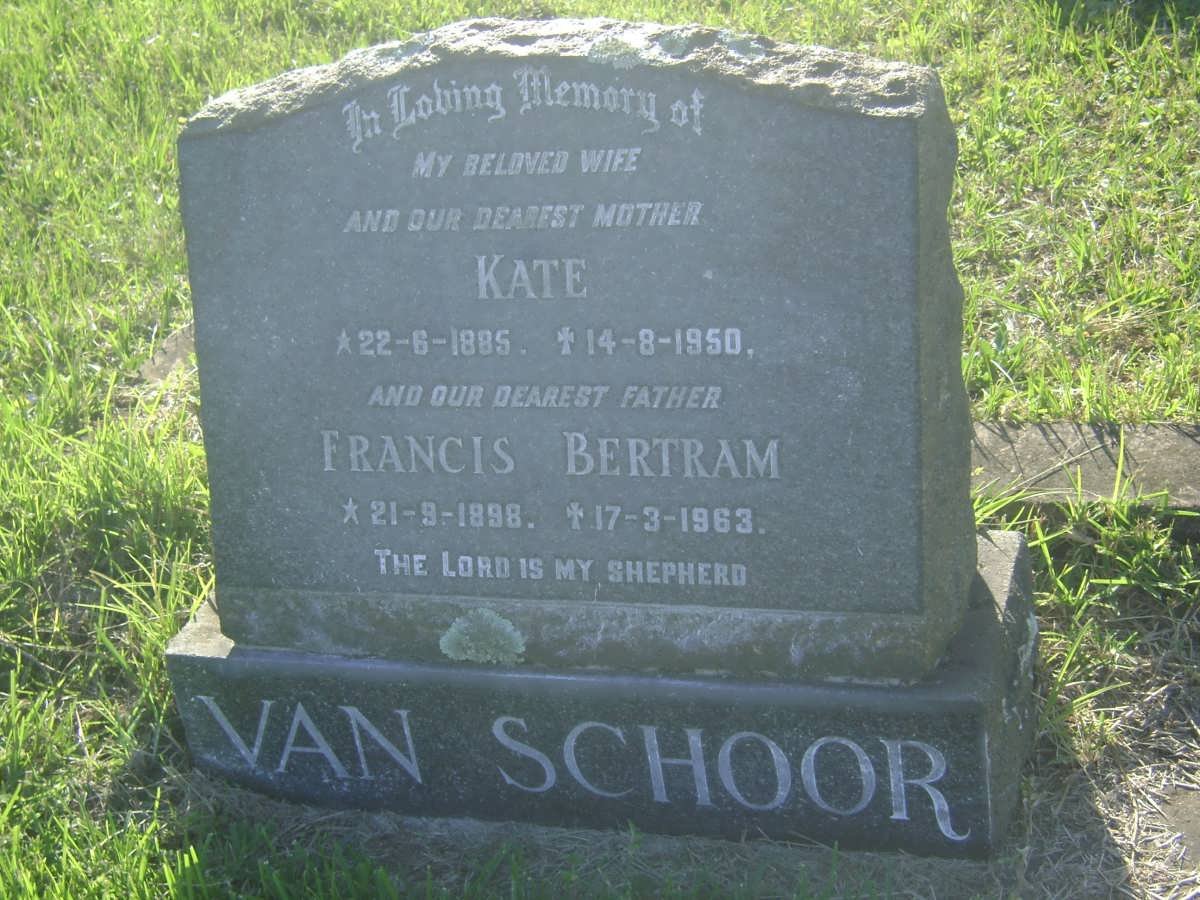 SCHOOR Francis Bertram, van 1896-1963 &amp; Kate 1885-1950