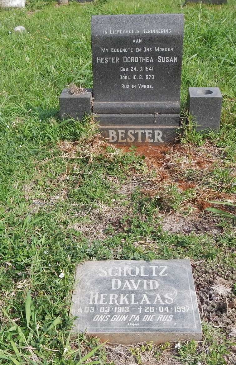 SCHOLTZ David Herklaas 1913-1997 :: BESTER Hester Dorothea Susan 1941-1973