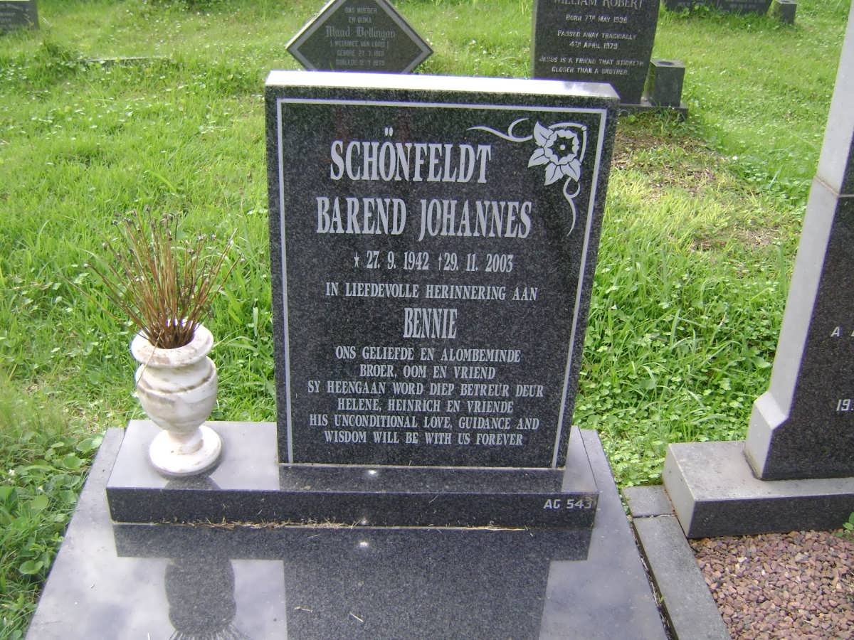 SCHONFELDT Barend Johannes 1942-2003