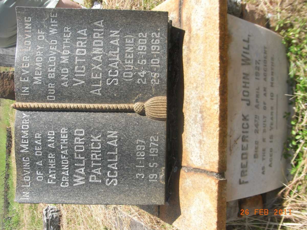 SCALLAN Walford Patrick 1897-1972 &amp; Victoria Alexandria 1902-1962 :: WILL Frederick John -1927