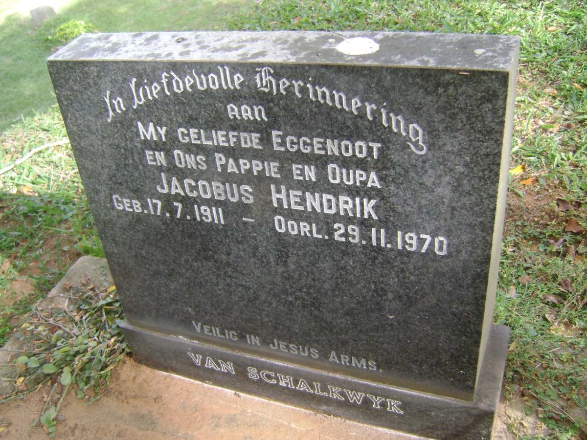 SCHALKWYK Jacobus Hendrik, van 1911-1970