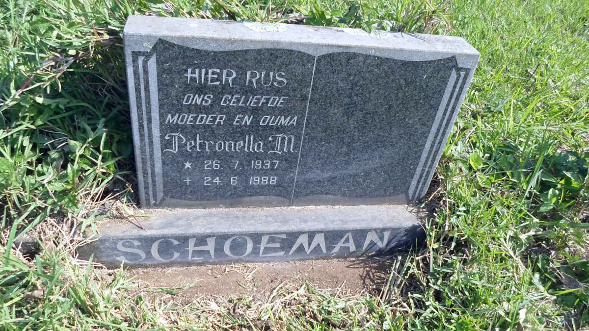 SCHOEMAN Petronella M. 1937-1988