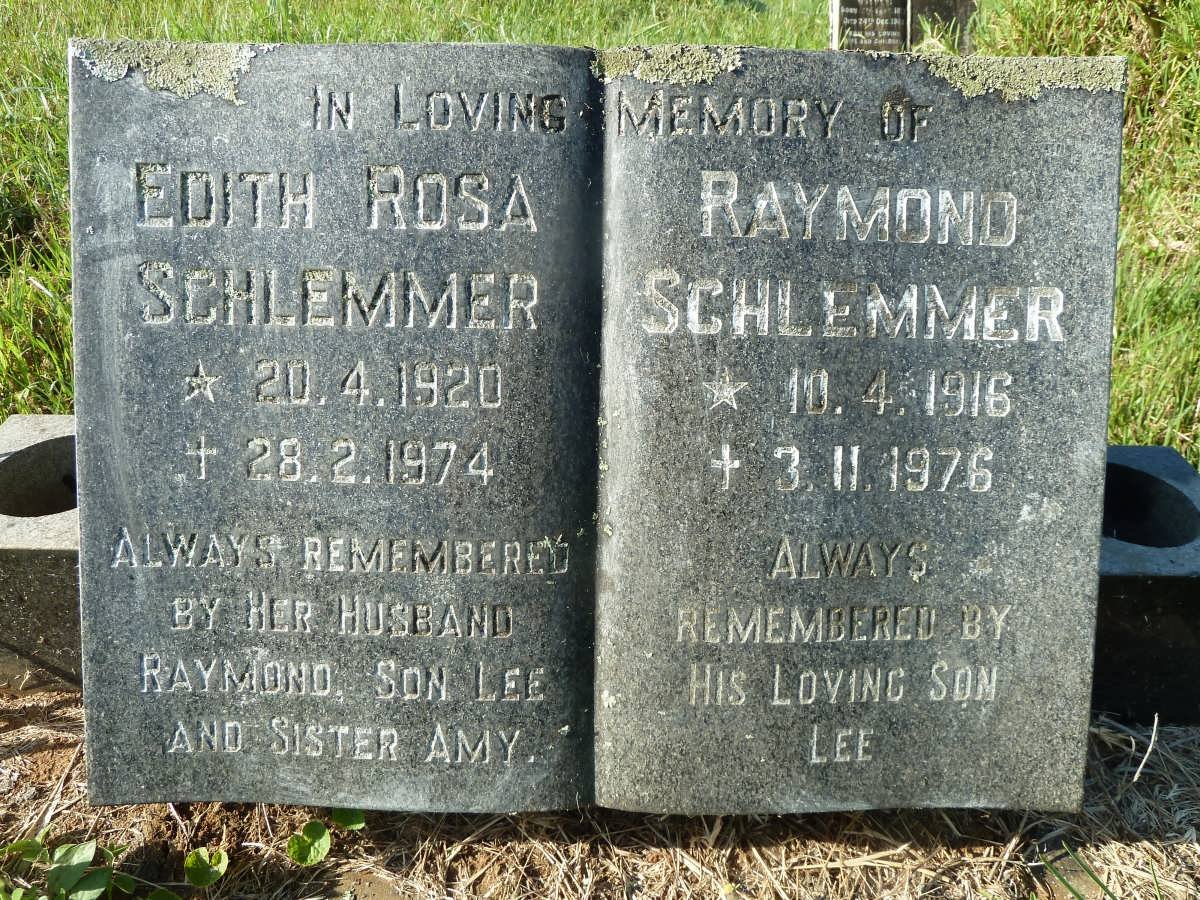 SCHLEMMER Raymond 1916-1976 &amp; Edith Rosa 1920-1974
