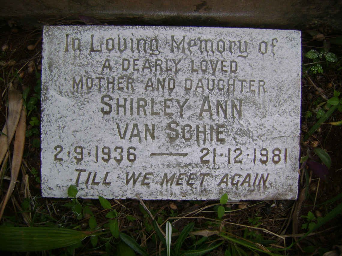 SCHIE Shirley Ann, van 1936-1981