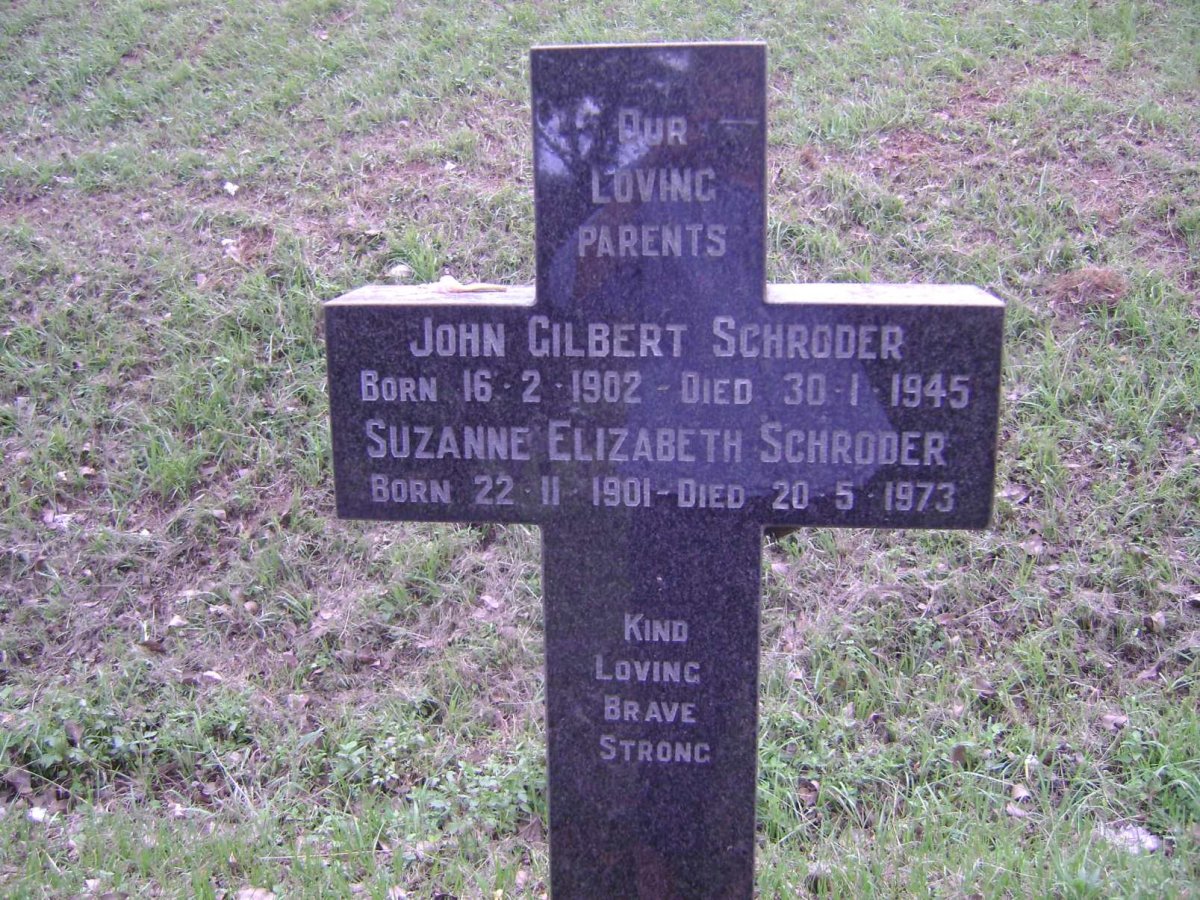 SCHRODER John Gilbert 1902-1945 &amp; Suzanne Elizabeth 1901-1973