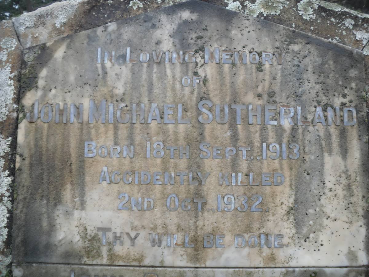 SUTHERLAND John -1943 :: SUTHERLAND John Michael 1913-1932