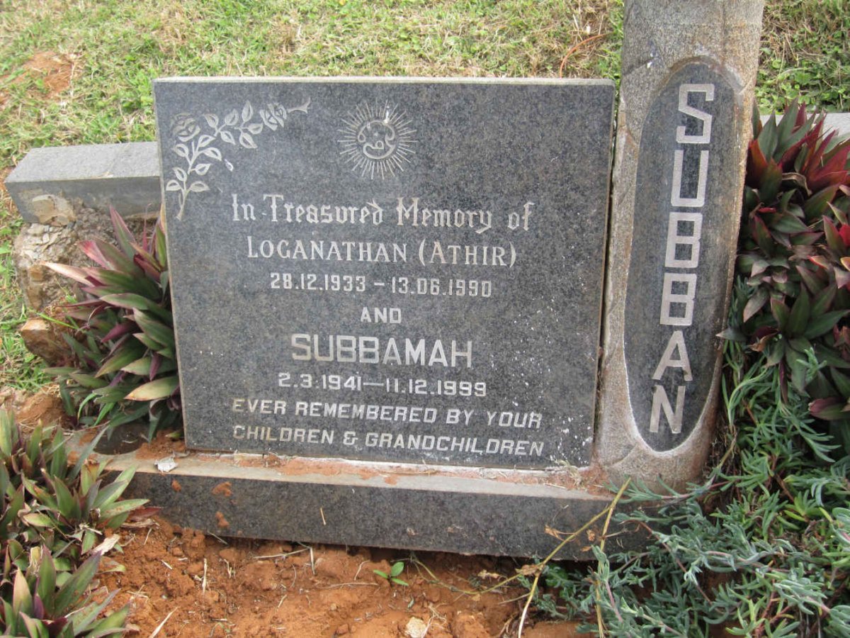 SUBBAN Loganathan 1933-1990 &amp; Subbamah 1941-1999