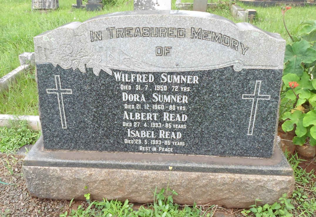 SUMNER Wilfred -1950 &amp; Dora -1960 :: READ Albert -1993 &amp; Isabel -1993