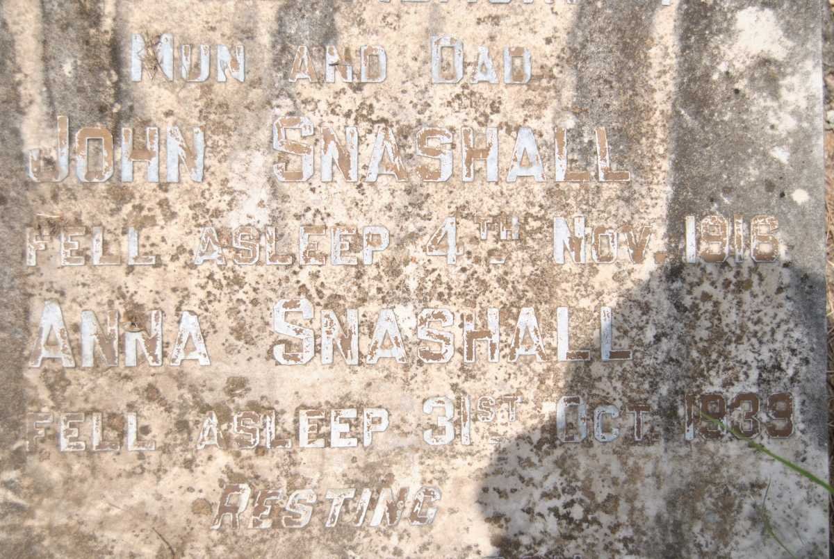 SNASHALL John -1916 &amp; Anna -1939