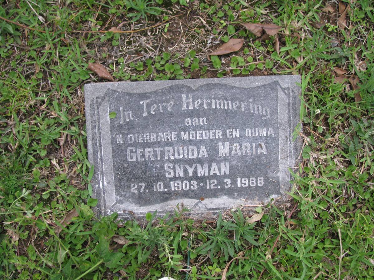SNYMAN Gertruida Maria 1903-1988
