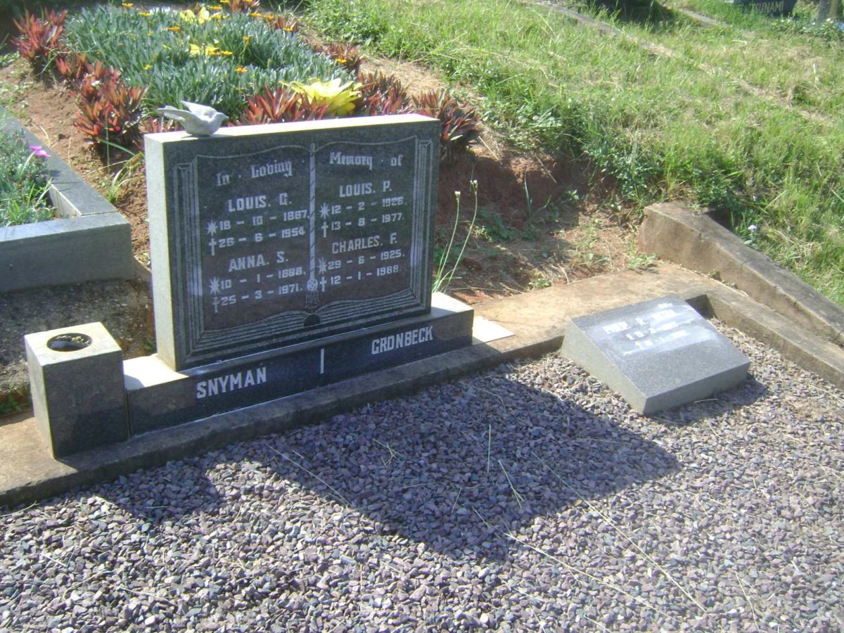 SNYMAN Louis G. 1887-1954 &amp; Anna S. 1888-1971