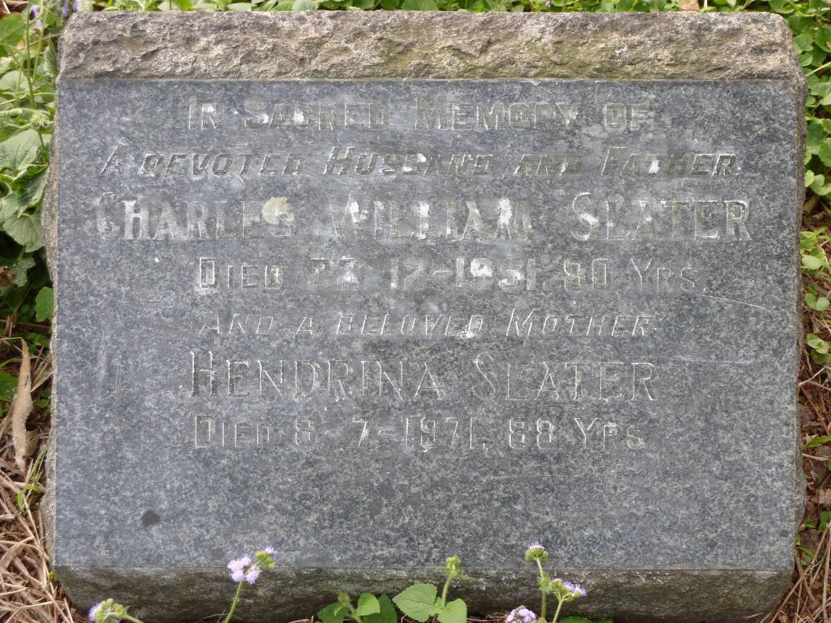 SLATER Charles William -1951 &amp; Hendrina -1971