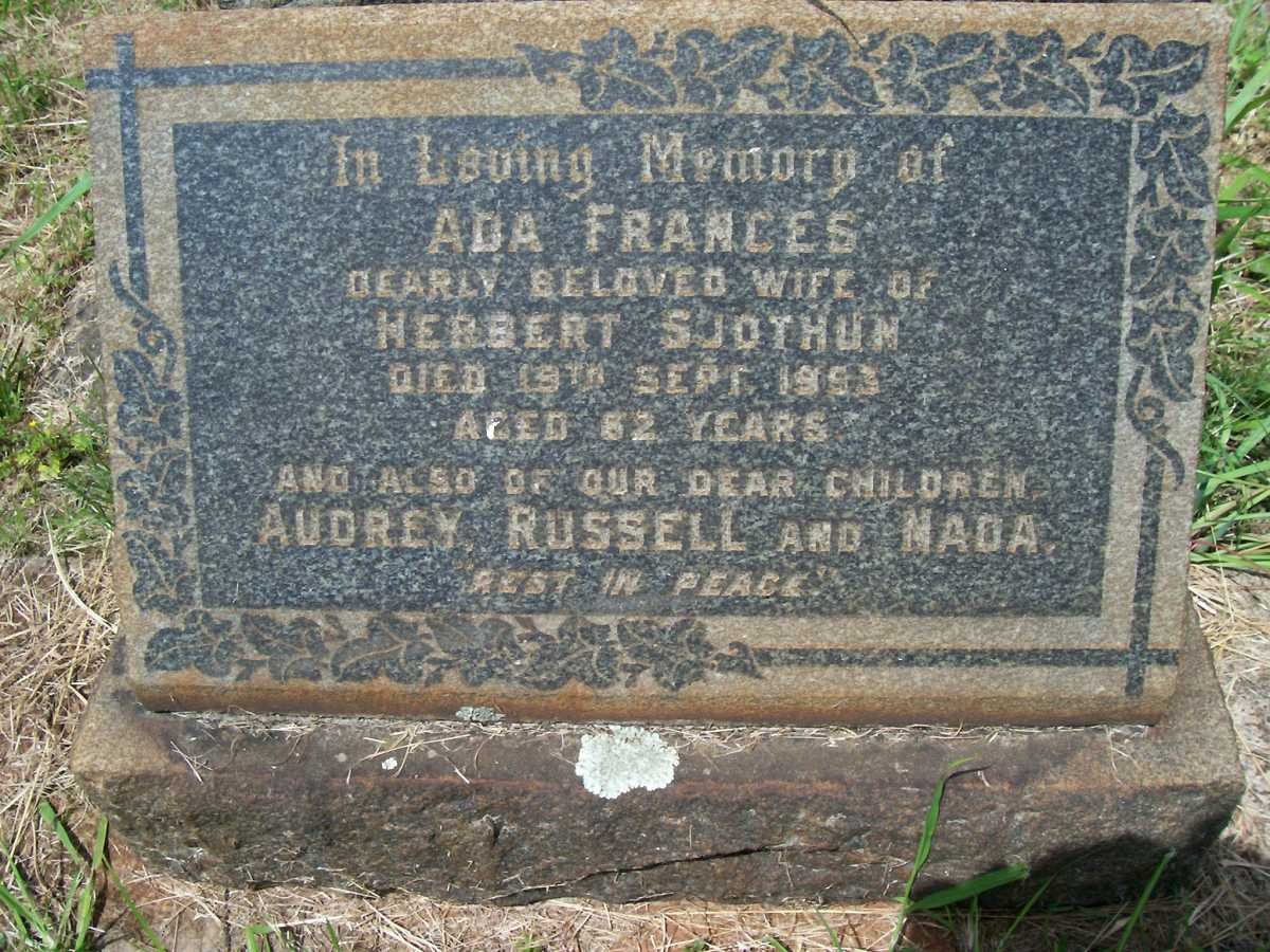 SJOTHUN Ada Frances -1953 :: SJOTHUN Audrey Emily -1916  :: SJOTHUN Russell Haakon -1916 :: SJOTHUN Nada Adelaide -1918