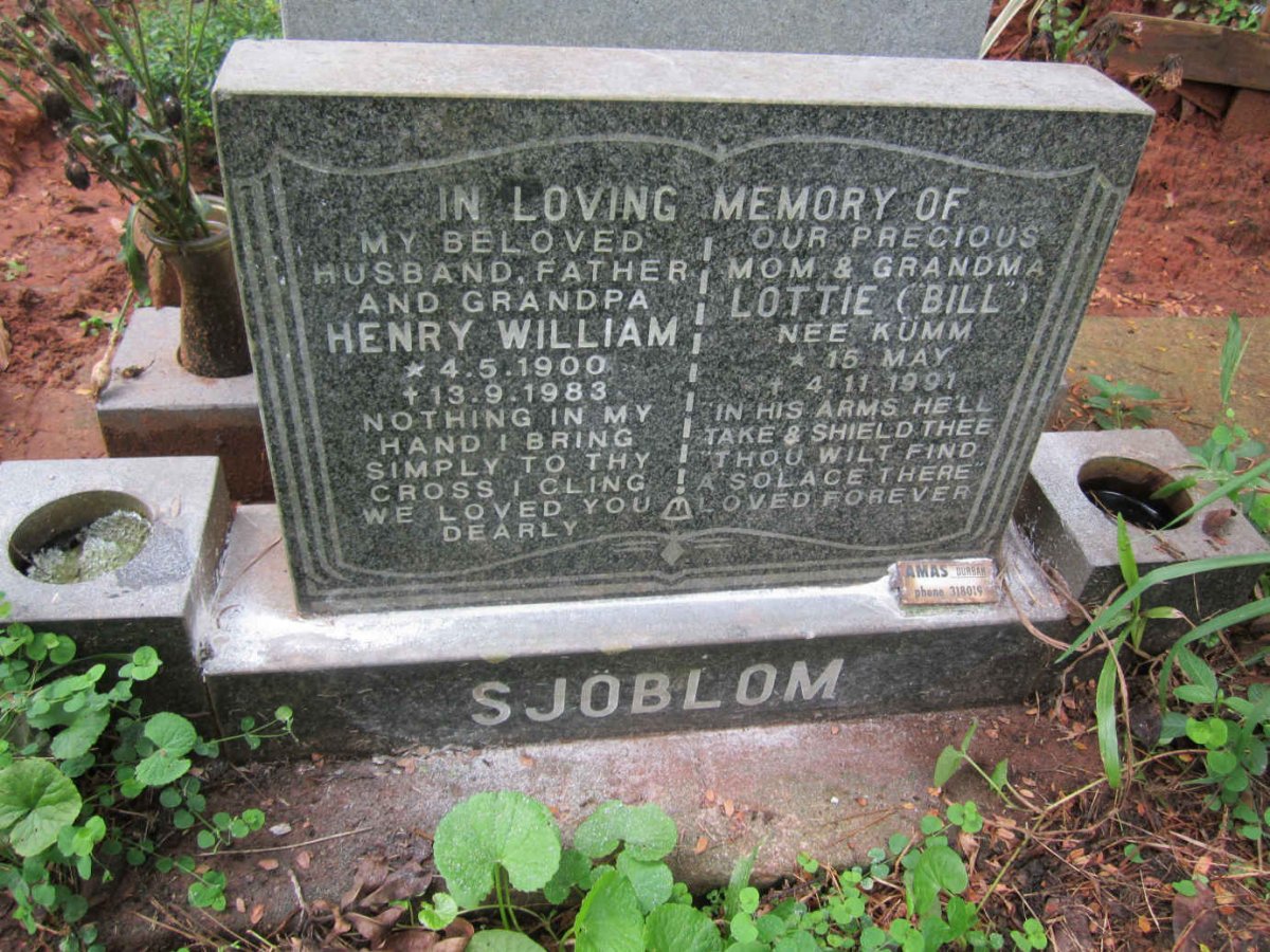 SJÖBLOM Henry William 1900-1983 &amp; Lottie KÜMM 1899-1991