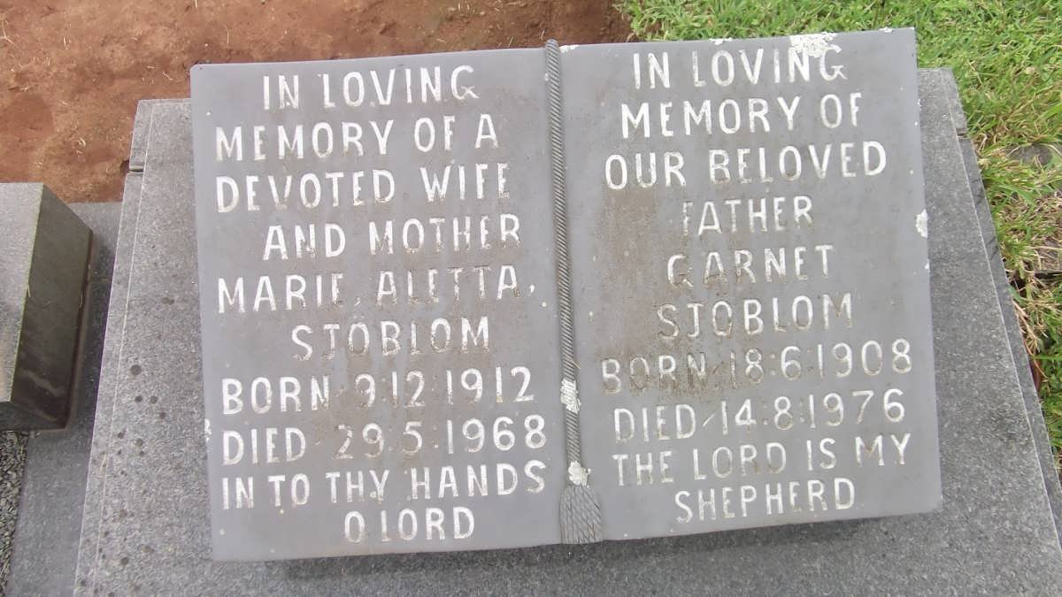 SJÖBLOM Garnet 1908-1976 &amp; Marie Aletta 1912-1968