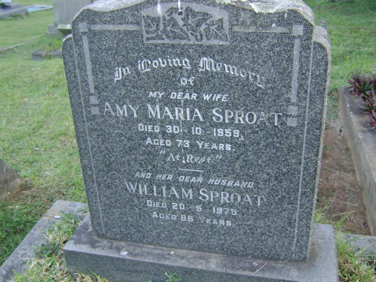SPROAT William 1975 &amp; Amy Maria -1959