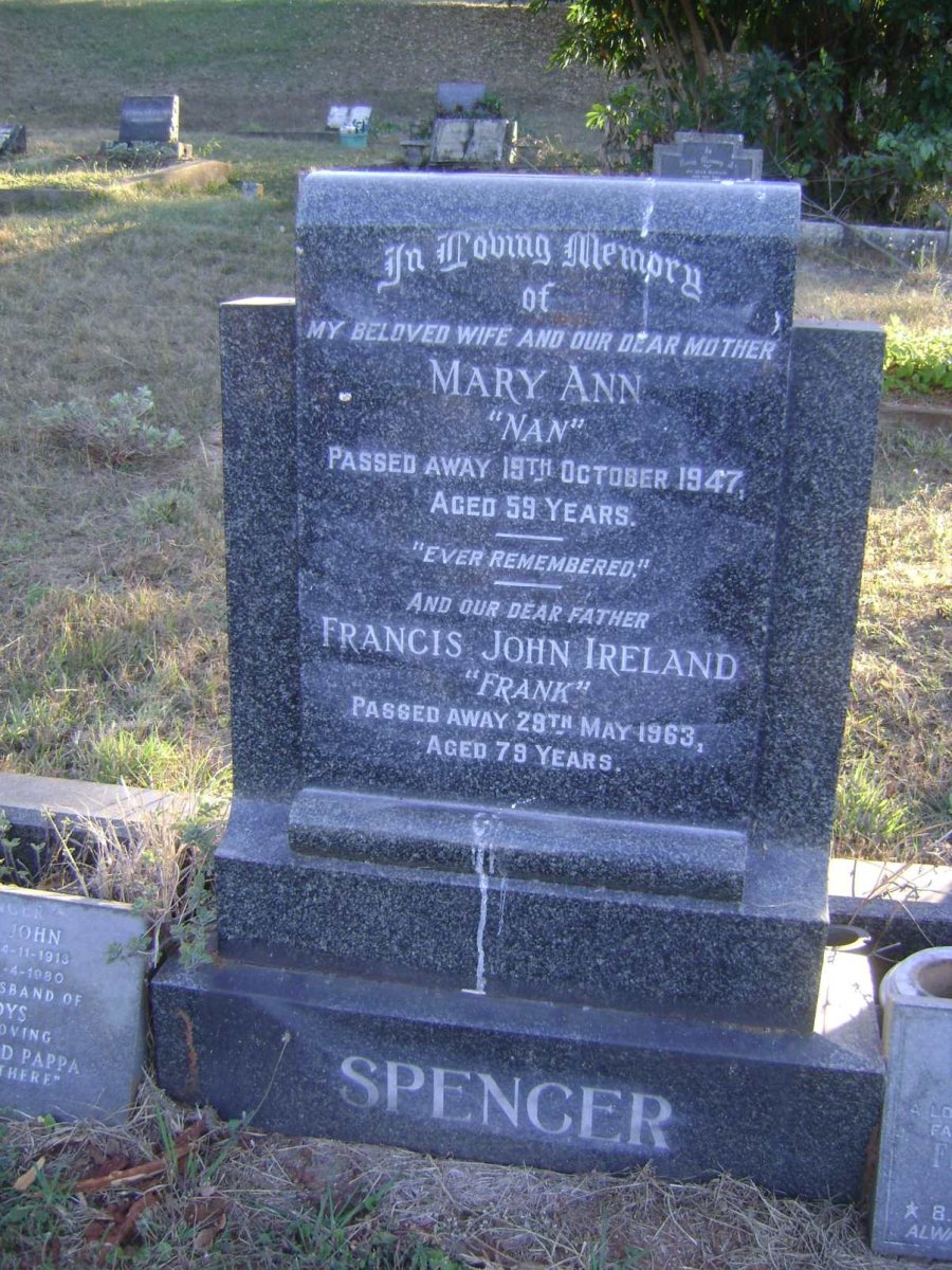 SPENCER Francis John Ireland -1963 &amp; Mary Ann -1947