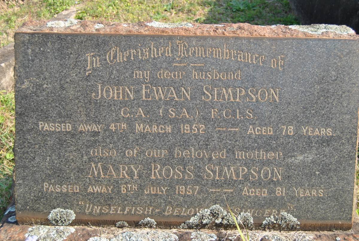 SIMPSON John Ewan -1952 &amp; Mary Ross -1957