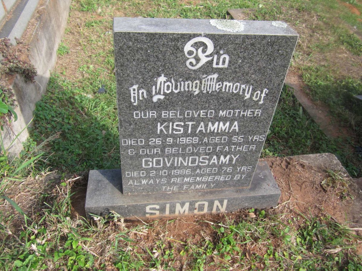 SIMON Govindsamy -1986 &amp; Kistamma -1968