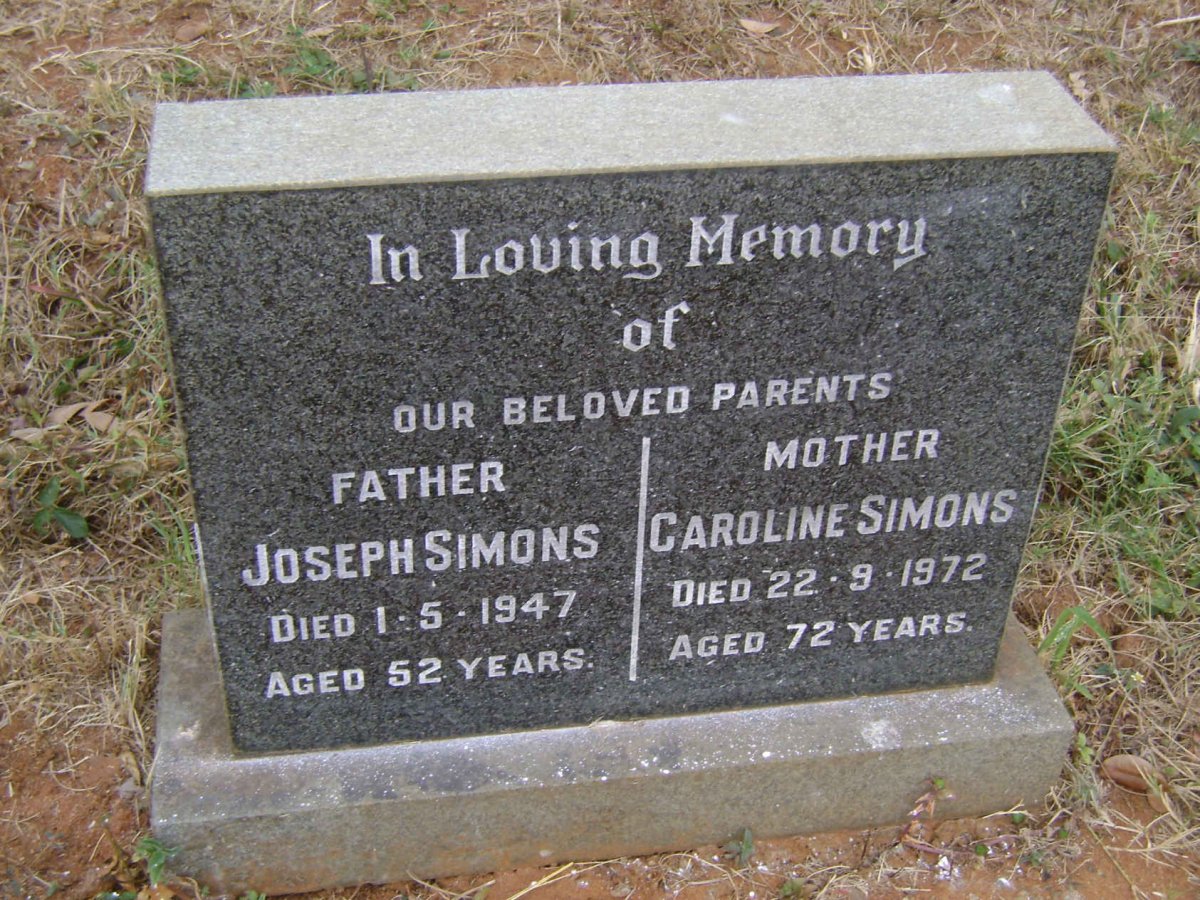 SIMONS Joseph -1947 &amp; Caroline -1972