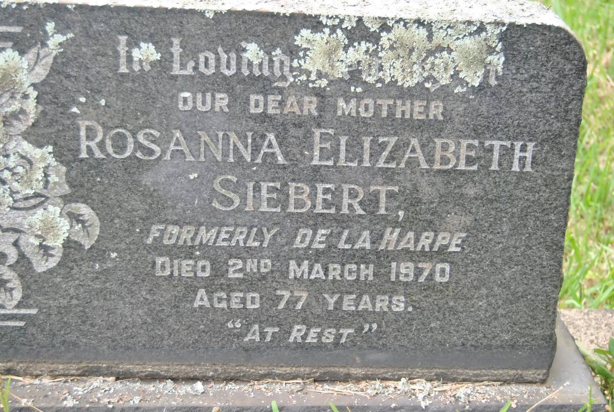 SIEBERT Rosanna Elizabeth formerly De La HARPE -1970