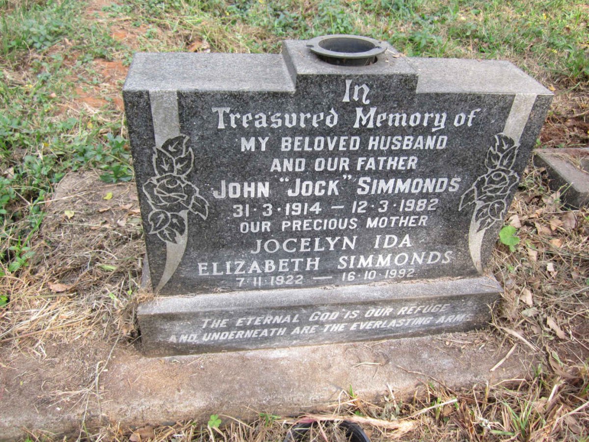 SIMMONDS John 1914-1982 &amp; Jocelyn Ida Elizabeth 1922-1992