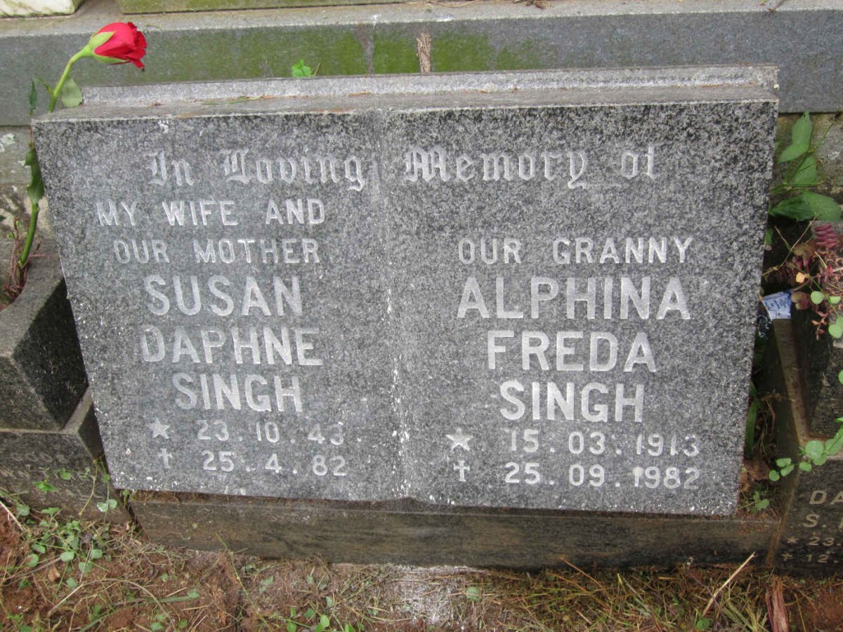 SINGH Susan Daphne 1943-1982 :: SINGH Alphina Freda 1913-1982
