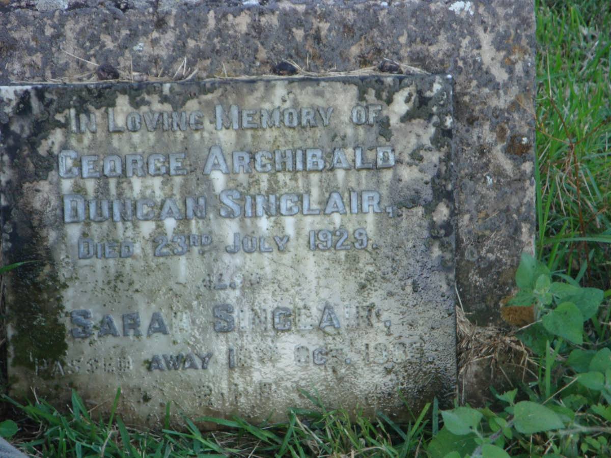 SINCLAIR George Archibald Duncan -1929 &amp; Sarah -1965