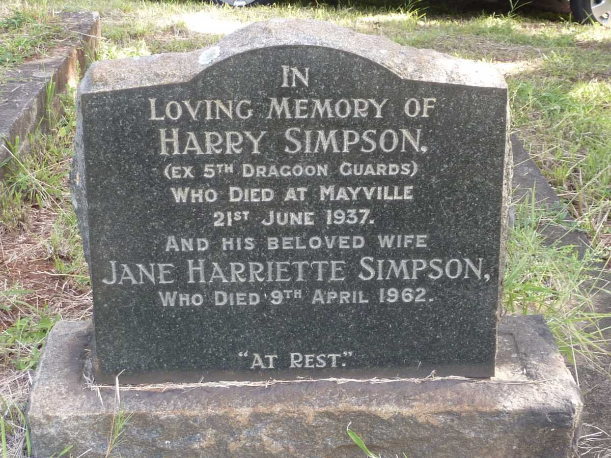 SIMPSON Harry -1937 &amp; Jane Harriette -1962