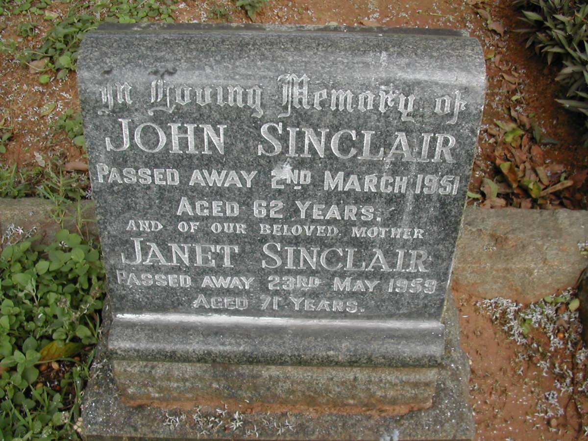 SINCLAIR John -1951 &amp; Janet -1959