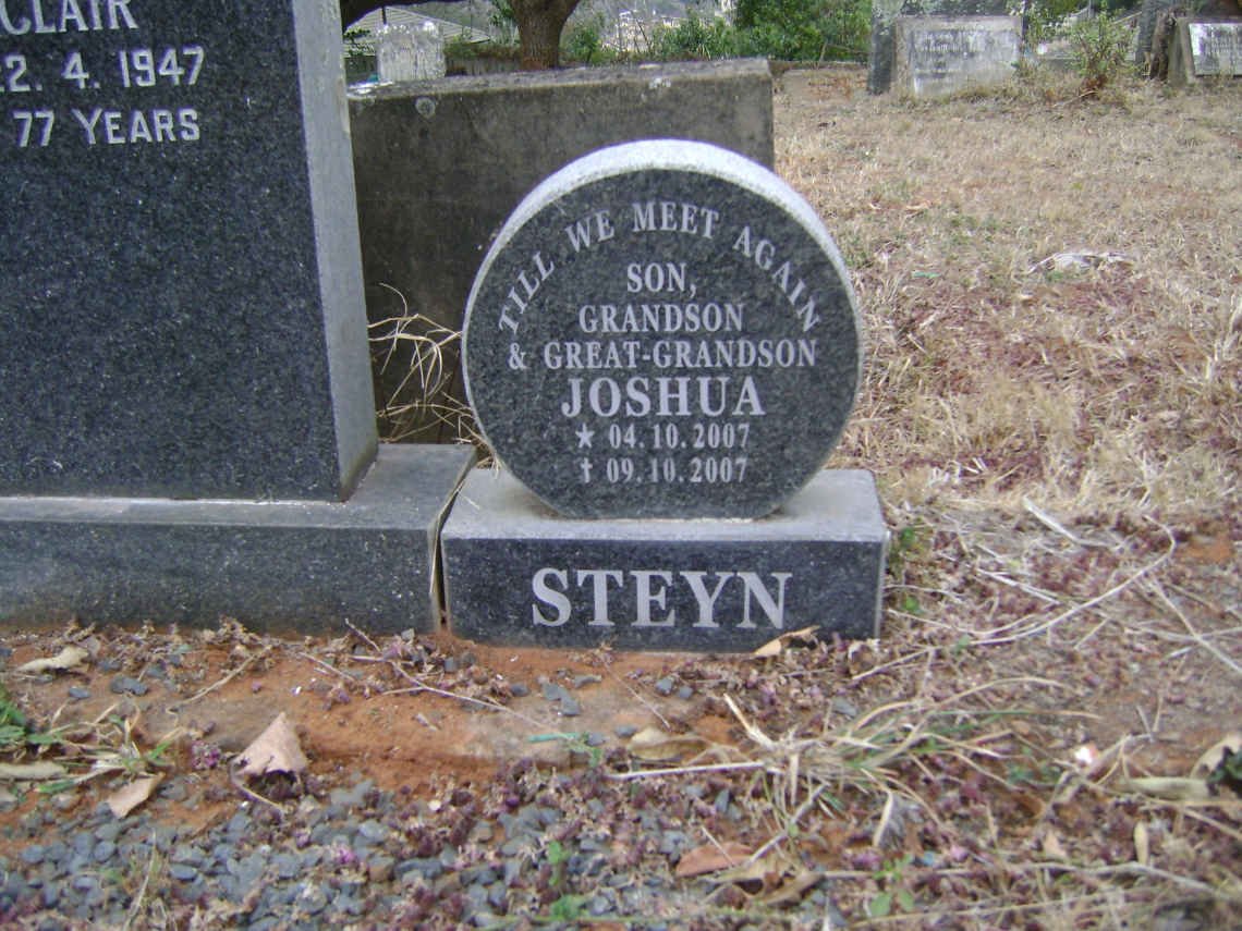 SINCLAIR Daniel McNaughton -1947 &amp; Nellie -1973 :: SINCLAIR Daniel McNaughton -1991 :: STEYN Joshua 2007-2007