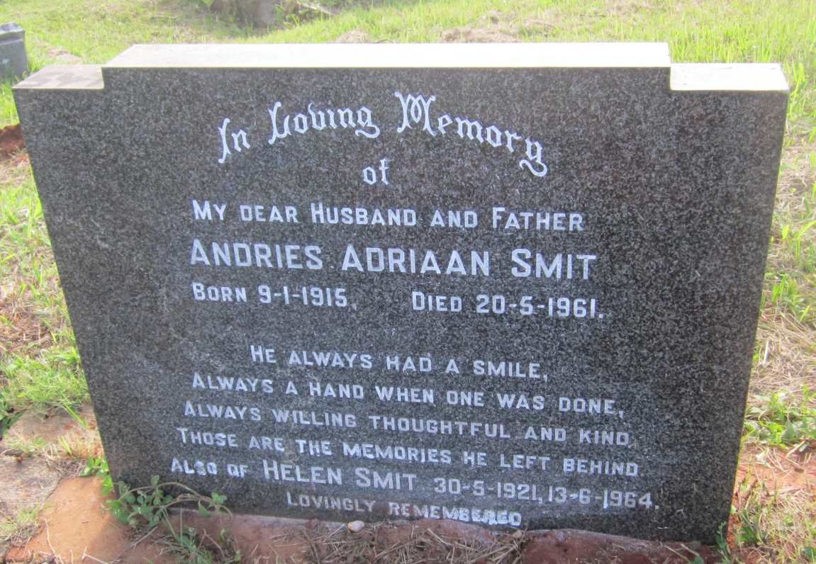 SMIT Andries Adriaan 1915-1961 &amp; Helen 1921-1964