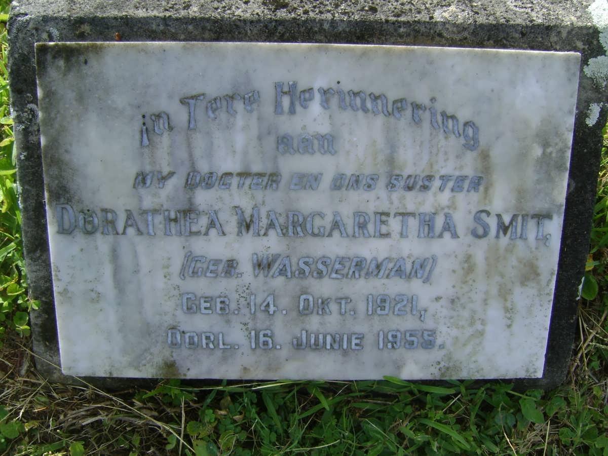 SMIT Dorathea Margaretha nee WASSERMAN 1921-1955