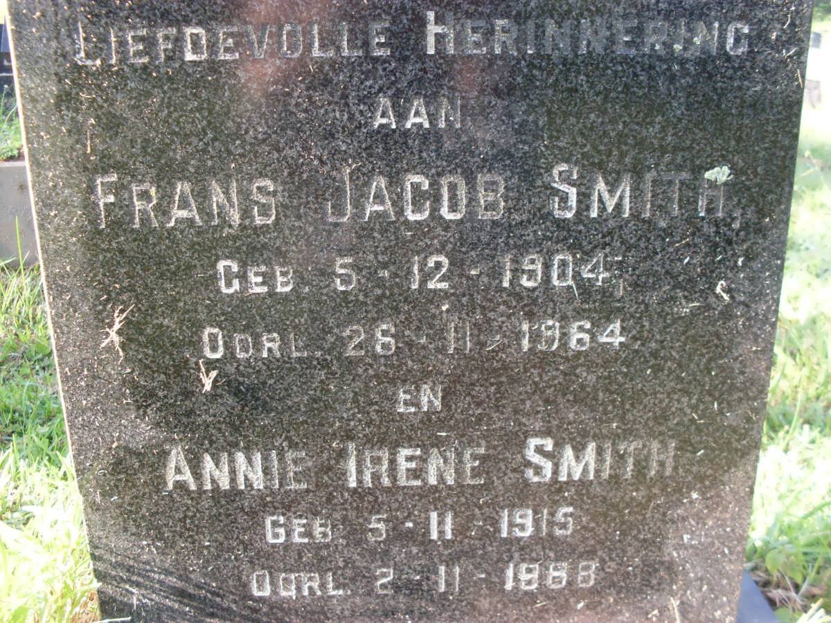 SMITH Frans Jacob 1904-1964 &amp; Annie Irene 1915-1988
