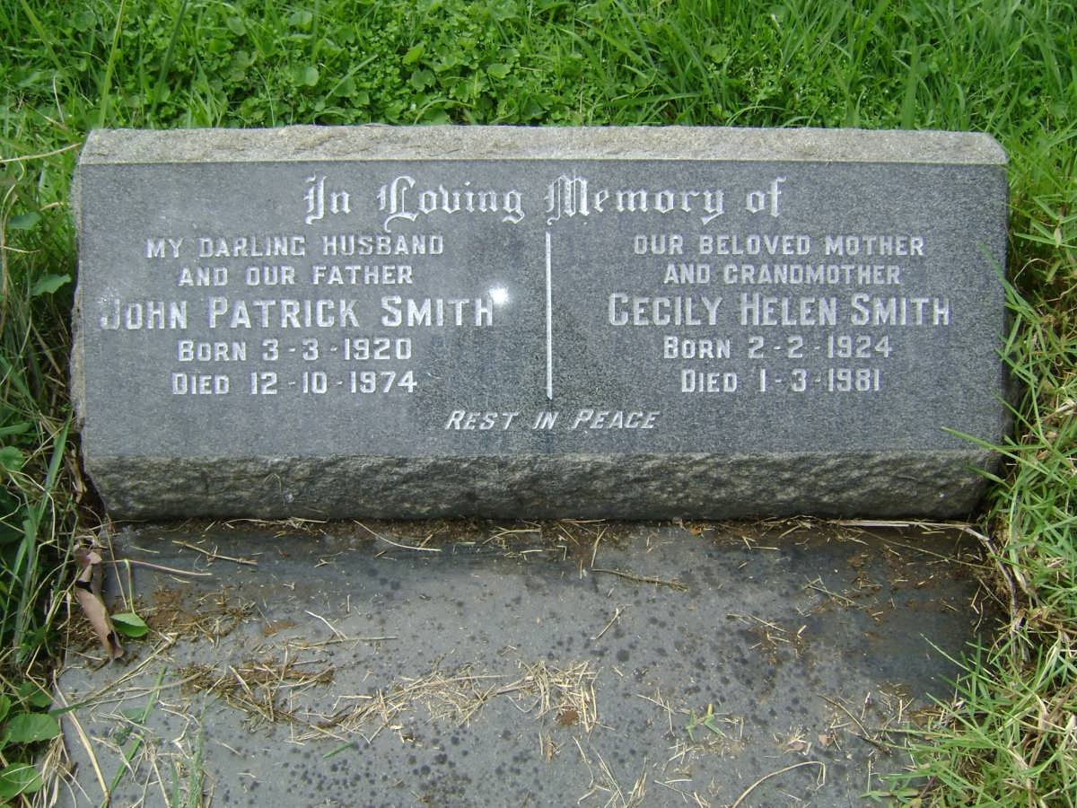 SMITH John Patrick 1920-1974 &amp; Cecily Helen 1924-1981