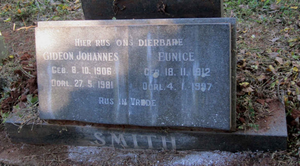 SMITH Gideon Johannes 1906-1981 &amp; Eunice 1912-1997