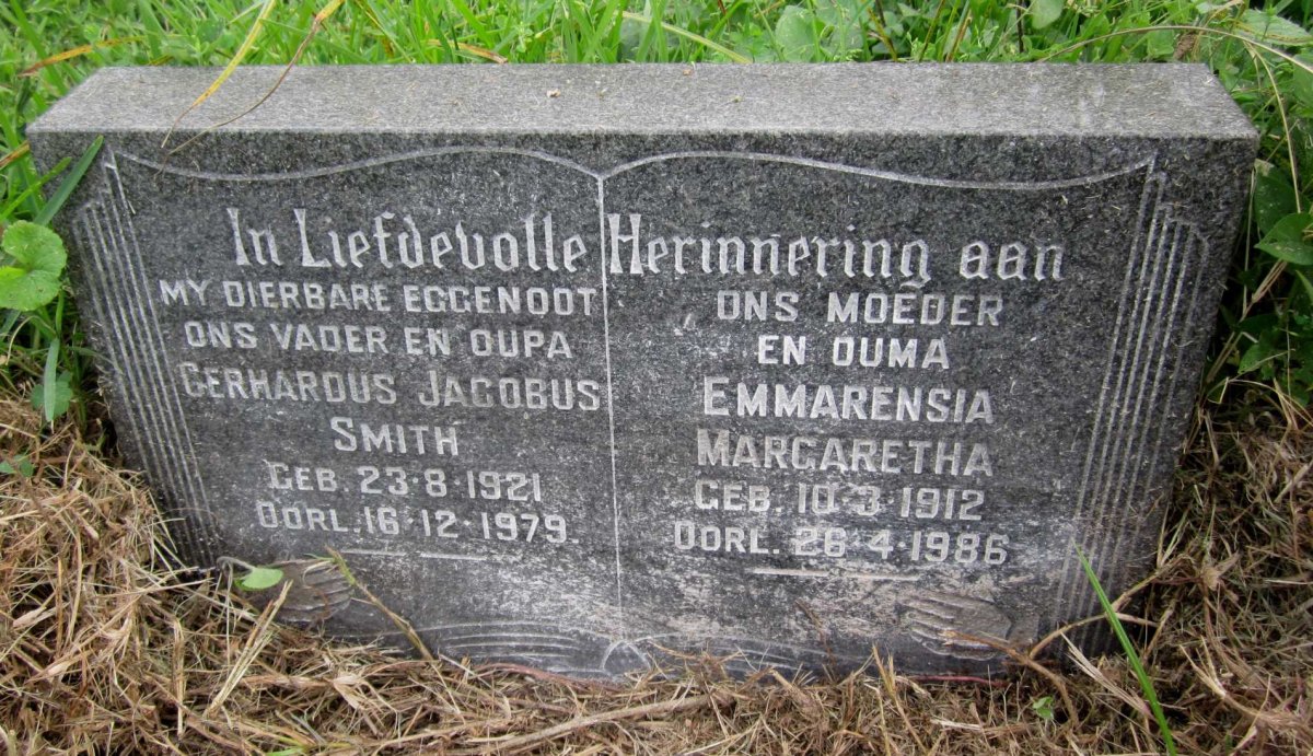 SMITH Gerhardus Jacobus 1921-1979 &amp; Emmarensia Margaretha 1912-1986