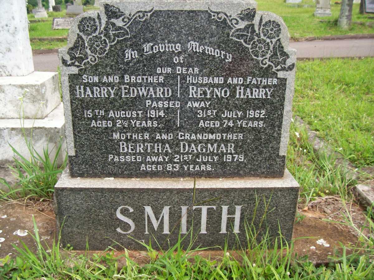 SMITH Reyno Harry -1962 &amp; Bertha Dagmar -1979 :: SMITH Harry Edward -1914